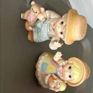 Charming Kids Figurine Set with Bear and Doll